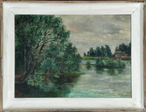 ANONYMOUS,Häuser am See mit Bäumen am Ufer,1913,Allgauer DE 2016-04-08