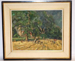 ANONYMOUS,HARVEST SCENE WITH CHURCH IN BACKGROUND,Horner's GB 2012-06-21