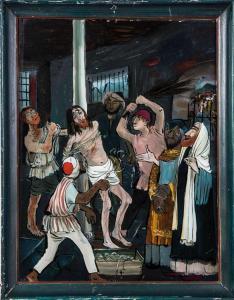 ANONYMOUS,Hinterglasbild mit der Geißelung Jesu,Auktionshaus Dr. Fischer DE 2017-12-09
