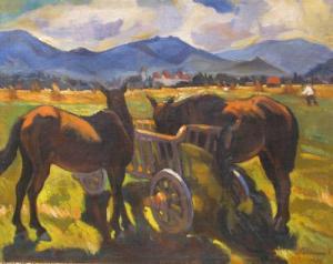 ANONYMOUS,Horses in Pastoral Landscape,1937,Alis Auction RO 2010-05-08