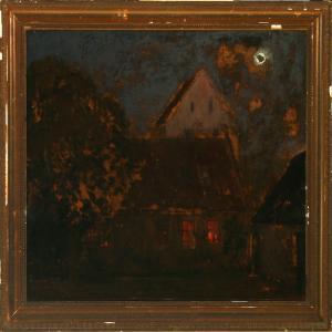ANONYMOUS,House and church in the moonlight,1895,Bruun Rasmussen DK 2009-10-12