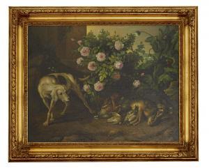 ANONYMOUS,Hunt dog with game amidst a garden setting Flemish style,Leonard Joel AU 2018-05-07