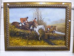 ANONYMOUS,HUNTSMEN ON HORSEBACK JUMPING WALL,Richard Winterton GB 2016-09-21