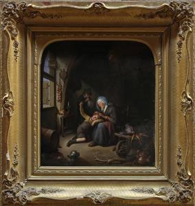 ANONYMOUS,interior scene with a woman combing a little boy's,Clars Auction Gallery US 2014-09-14