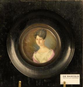 ANONYMOUS,Jeune femme en buste en robe blanche et châle rose,Etienne de Baecque FR 2017-10-18