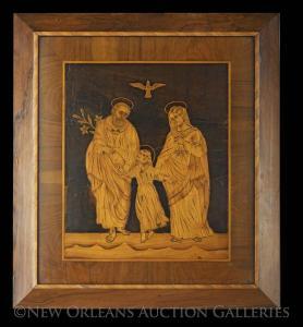 ANONYMOUS,Joseph, Mary and Jesus on a shore, with a dove in ,New Orleans Auction US 2016-03-13