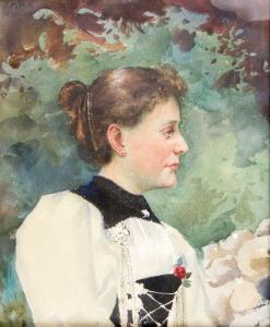 ANONYMOUS,Junge Dame mit Hochfrisur im Profil,1900,Leo Spik DE 2016-10-06