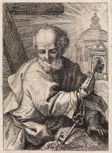 ANONYMOUS,Kleiner, gerahmter Kupferstich mit Darstellung des Heiligen Petrus,Hampel DE 2014-03-27