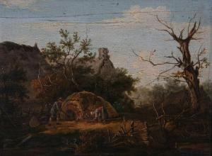 ANONYMOUS,Koppel bij stenen oven in landschap,1800,Bernaerts BE 2012-02-13