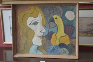 ANONYMOUS,Lady and Parrot,Bamfords Auctioneers and Valuers GB 2016-08-03