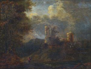 ANONYMOUS,Landscape with Castle Ruin and Figure Looking On,Burchard US 2018-09-23