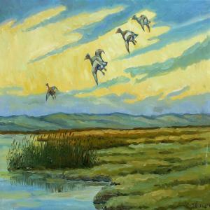 ANONYMOUS,Landscape with flying ducks,Bruun Rasmussen DK 2012-02-27