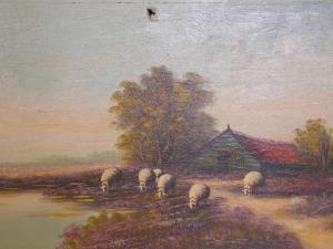 ANONYMOUS,landscape with sheep next to a stream,Crow's Auction Gallery GB 2017-12-06