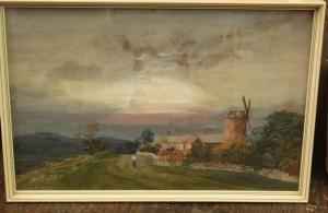 ANONYMOUS,landscape with windmill and figure,20th century,Wotton GB 2018-07-24