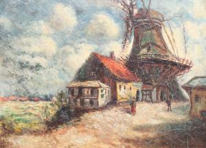 ANONYMOUS,LANDSCAPE WITH WINDMILL AND FIGURES,1900,Burchard US 2010-10-24