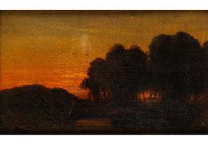 ANONYMOUS,Landschaft mit Bäumen bei Sonnenuntergang,Hampel DE 2009-06-26