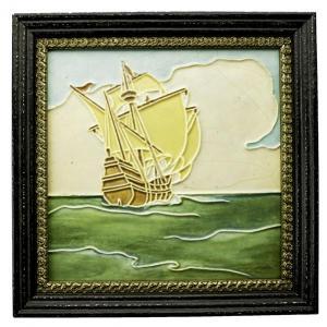 ANONYMOUS,Large tile decorated in cuenca with a tall ship,Rago Arts and Auction Center US 2012-02-25