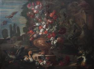 ANONYMOUS,Large Urn of Flowers in a Landscape with Ducks,Hindman US 2016-04-16