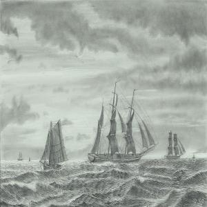 ANONYMOUS,Larger and smaller sailing ships at sea,Bruun Rasmussen DK 2012-12-03