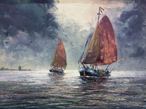 ANONYMOUS,"Luggers on the Lake", two boats under a stormy sk,The Cotswold Auction Company 2019-05-14