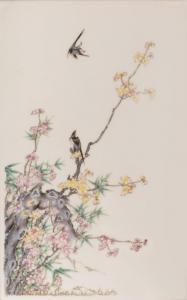 ANONYMOUS,magpies among prunus branches,1925,Simon Chorley Art & Antiques GB 2018-03-27