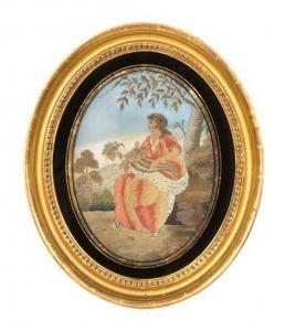 ANONYMOUS,maiden in landscape playing a lyre,19th century,Hindman US 2018-04-05