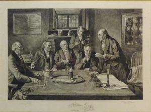 ANONYMOUS,Male Figures in Discussion Around a Table,19th century,David Duggleby Limited 2017-12-02