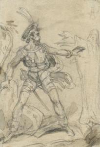 ANONYMOUS,Man with rapier, fleeing from a ghost,Galerie Koller CH 2016-03-22