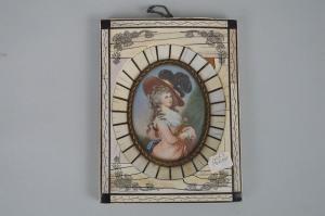 ANONYMOUS,Miniature painting with carved frame,Hood Bill & Sons US 2019-07-09