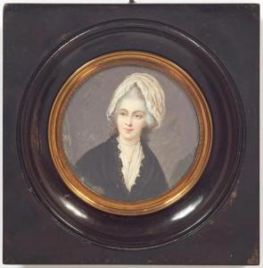 ANONYMOUS,MINIATURE PORTRAIT OF A LADY WEARING A WHITE BONNE,18th century,Galerie Koller 2018-03-20