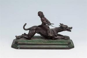 ANONYMOUS,MODEL OF A RUNNING DOG WITH MONKEY JOCKEY ASTRIDE,Adams IE 2015-09-20