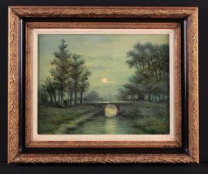 ANONYMOUS,Moonlit landscape with bridge over canel,Wilkinson's Auctioneers GB 2018-04-29