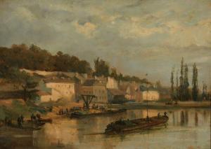 ANONYMOUS,Péniche sur la rivière,19th century,Pierre Bergé & Associés FR 2019-06-19
