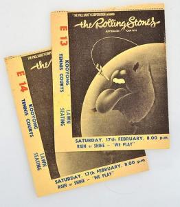 ANONYMOUS,PAIR OF USED ROLLING STONES CONCERT TICKETS FOR KOOYONG,1973,Leonard Joel AU 2014-06-05