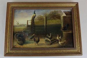 ANONYMOUS,Peacock with farm birds in rural setting,Henry Adams GB 2016-02-11