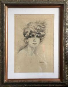 ANONYMOUS,Portrait de jeune fille,1920,Osenat FR 2019-05-26