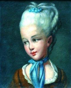 ANONYMOUS,Portrait de jeune fille au foulard bleu.,Boisgirard - Antonini FR 2011-05-17
