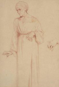 ANONYMOUS,Portrait en pied de vieille femme avec étude de main,Brissoneau FR 2019-07-03