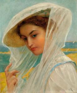 ANONYMOUS,Portrait of a young woman on the sea-side,1908,Glerum NL 2007-02-12