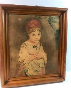 ANONYMOUS,PORTRAIT OF LITTLE GIRL WITH BASKET,Apple Tree Auction Center US 2019-08-08