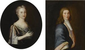 ANONYMOUS,PORTRAITS OF MRS. FREAKE WOLCOTT KITCHEN AND MR. E,1730,Sotheby's GB 2017-01-19