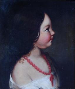 ANONYMOUS,Profile portrait of a girl wearing a coral necklace,Lacy Scott & Knight GB 2019-09-14