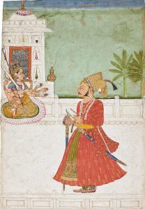 ANONYMOUS,Raja Pratap Singh standing on a terrace worshippin,1790,Sotheby's GB 2018-10-24