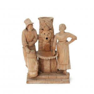 ANONYMOUS,Roman couple standing by the fountain,19th century,Bruun Rasmussen DK 2018-06-25
