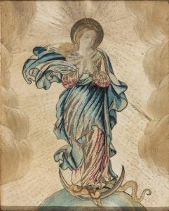 ANONYMOUS,Seidenstickbild Immaculata über Halbmond und Schlange,Zeller DE 2017-12-01