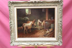 ANONYMOUS,sheep and puppy in a stable,19th century,Reeman Dansie GB 2018-07-31