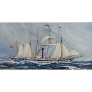 ANONYMOUS,Ship with auxiliary sails in choppy sea,Dee, Atkinson & Harrison GB 2013-04-26