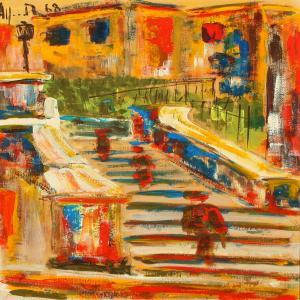 ANONYMOUS,Southern cityscape with figureson a flight of stairs,Bruun Rasmussen DK 2011-03-07