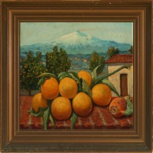 ANONYMOUS,Southern landscape with oranges on a wall,Bruun Rasmussen DK 2009-11-02