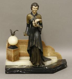 ANONYMOUS,spelter figure of a lady holding a dove,Sworders GB 2016-02-02